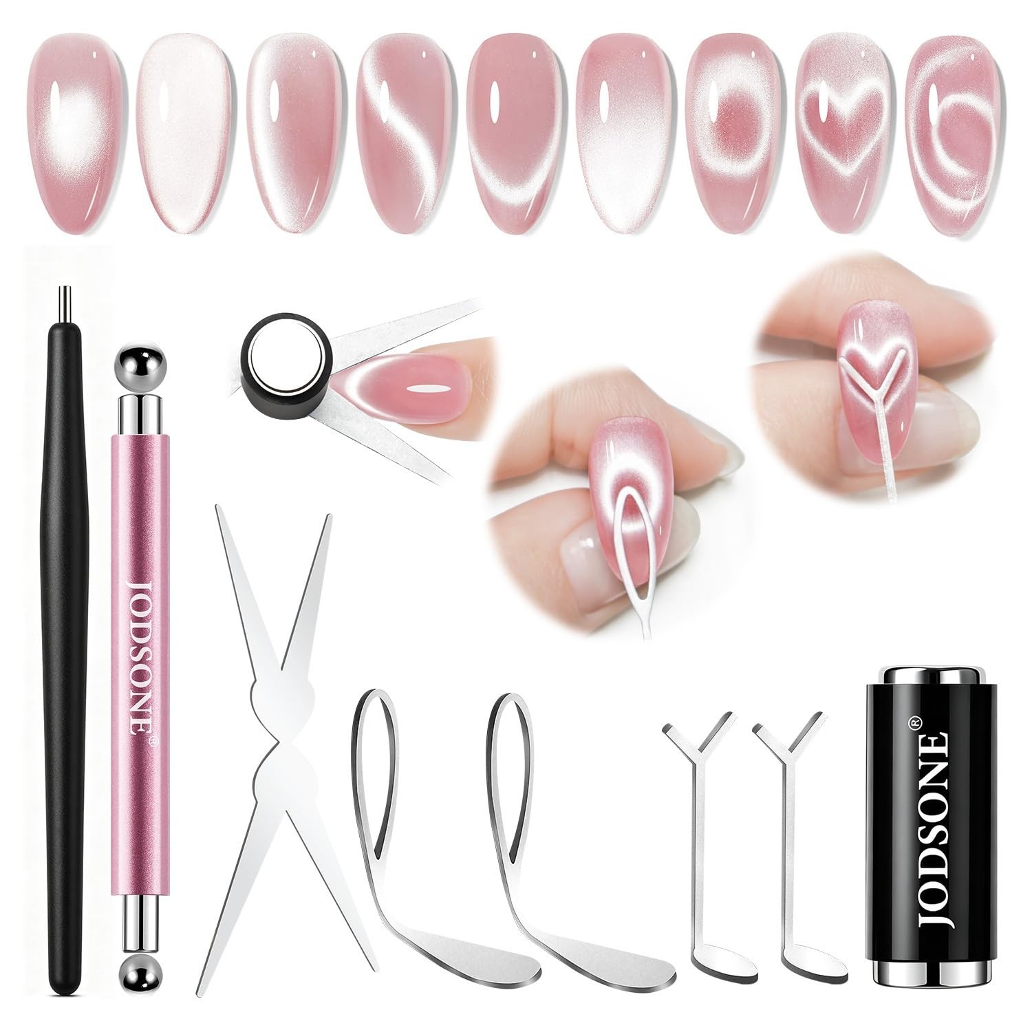 Heart & French Cat Eye Magnet Set: Create Defined Nail Art Effects Easily
