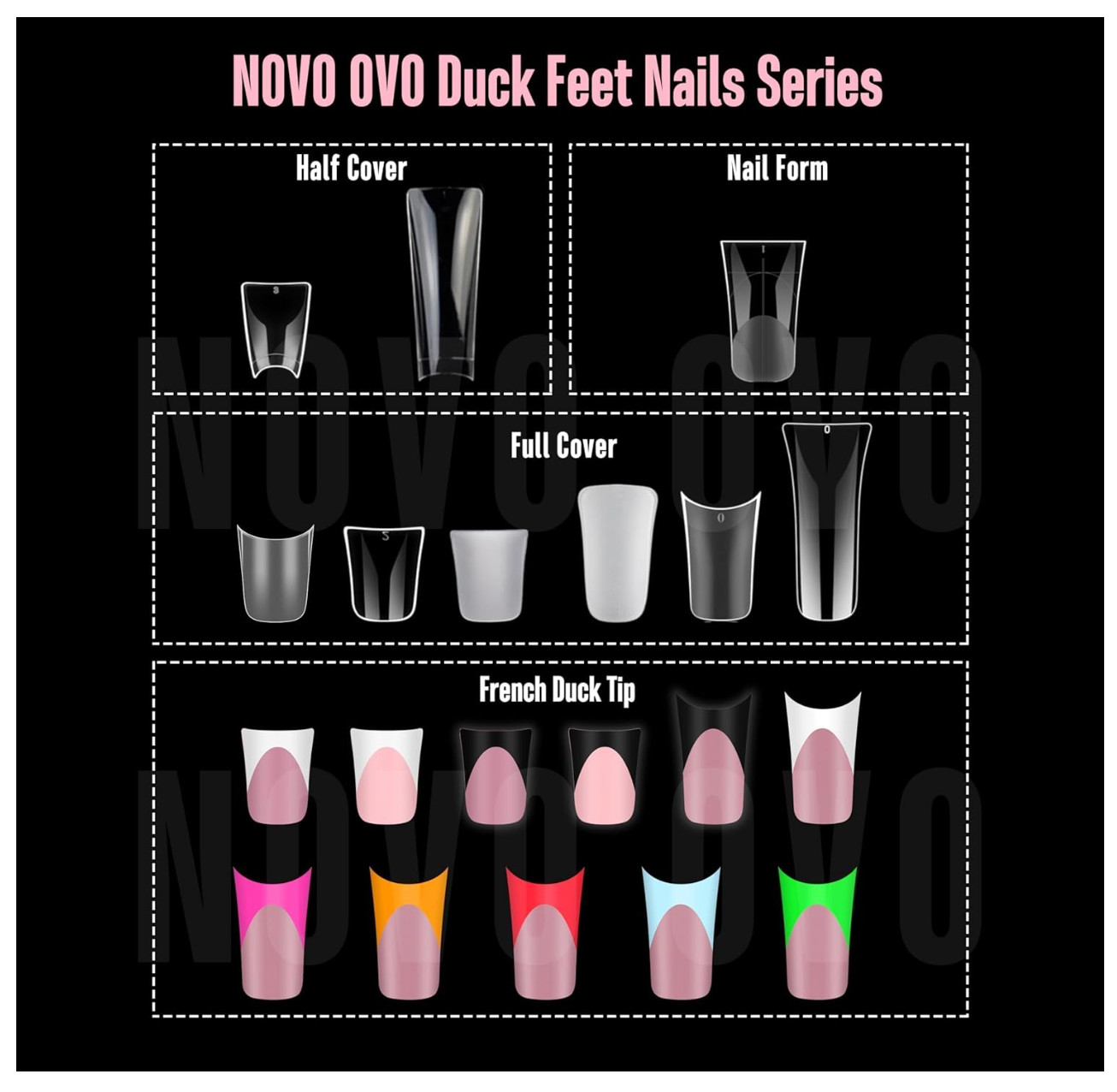 Duck Nail Tips Medium Extra Thick Moon Curve Full Cover Clear Soft Gel French