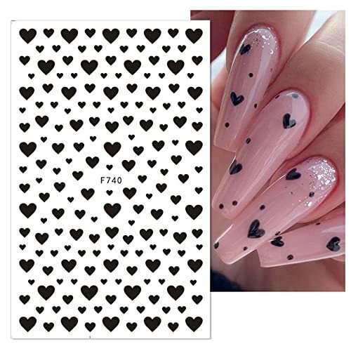 Valentine’s Day Nail Art Stickers Red Heart Nail Decals 3D Self-Adhesive