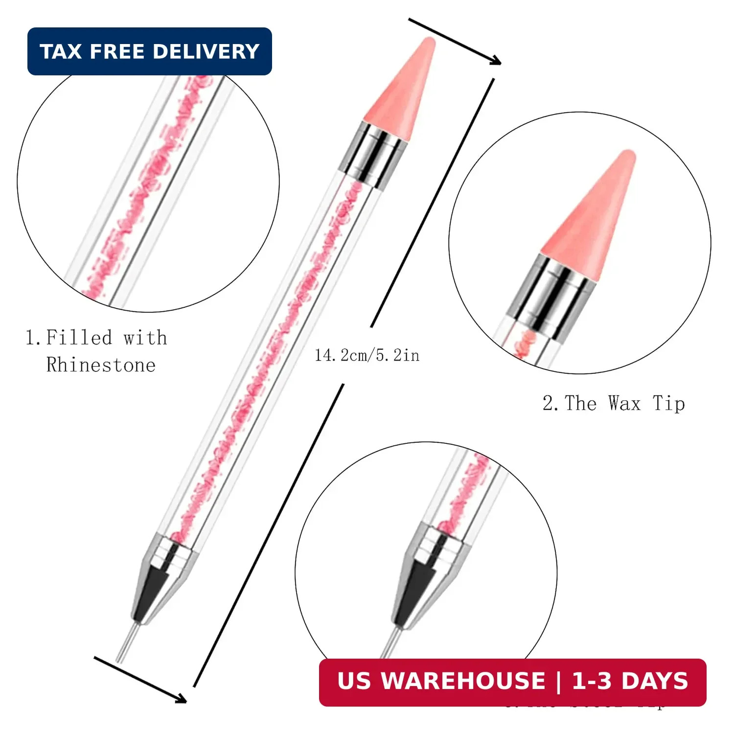 Kaychan1 Rhinestone Applicator Tool – Acrylic Handle Dual-Ended Wax Pen DIY Nail