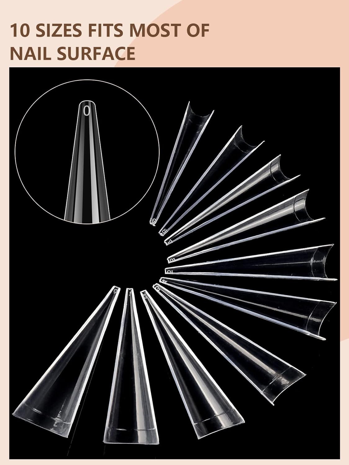 500Pcs Stiletto Nail Tips for Acrylic Nails, XL Long Clear False Large,
