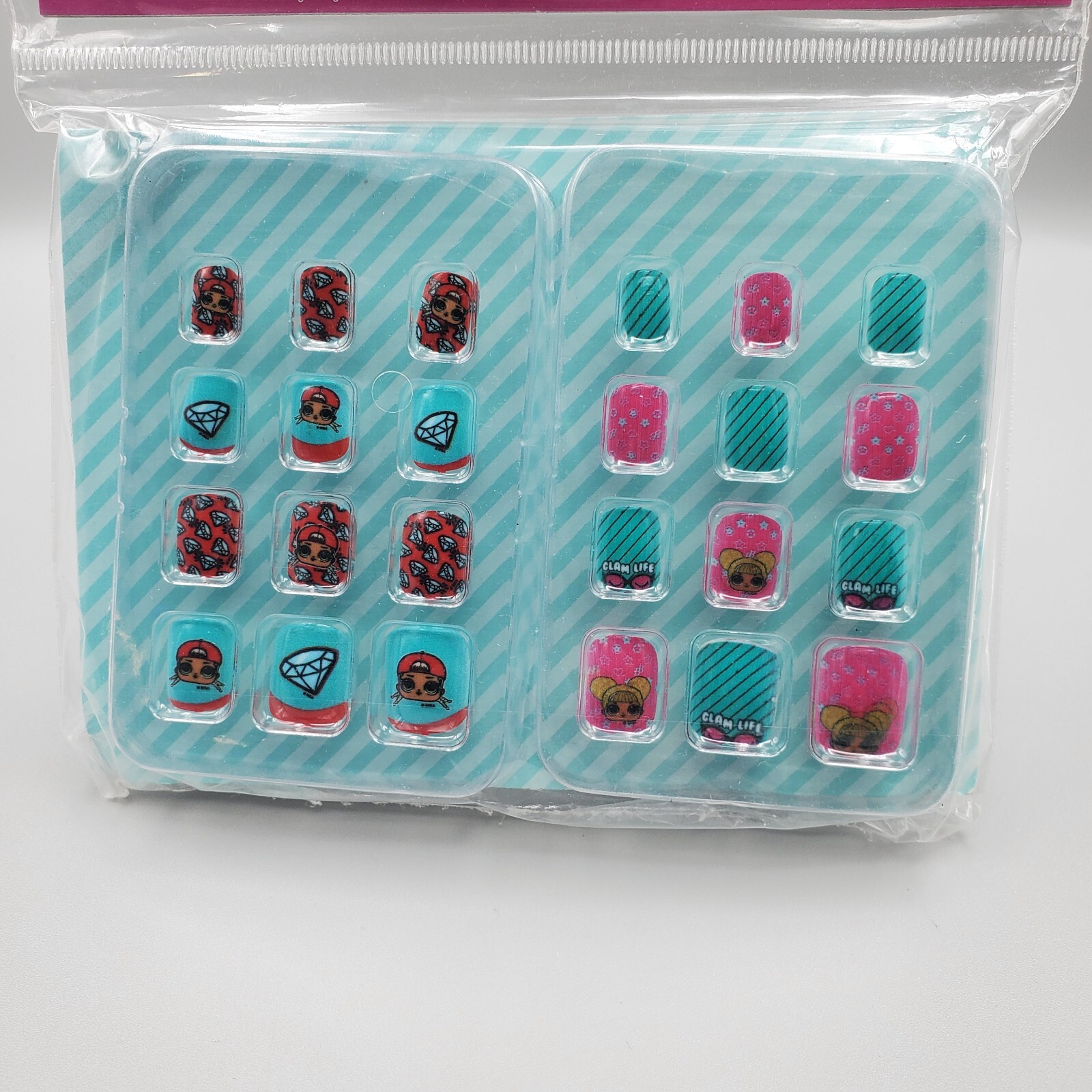 L.O.L. Suprise Nail Art Press On Kids Pink Red 4 Pack