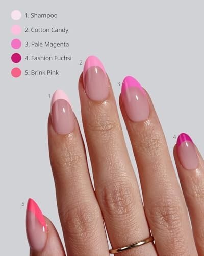 160ct Pink French Tip Press On Nails Short Almond Soft Gel