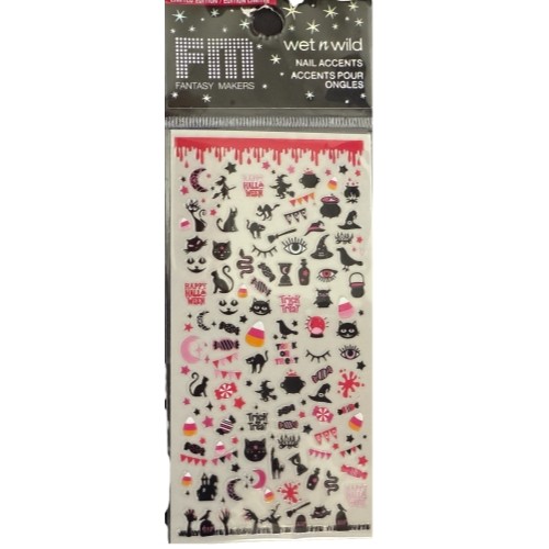 3 Sheet Wet n Wild Fantasy Makers Nail Halloween Accents Silent Screem Trick me