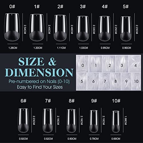 Soft Gel Full Cover Nail Tips Kit for Soak Off Nail B6- Medium Square