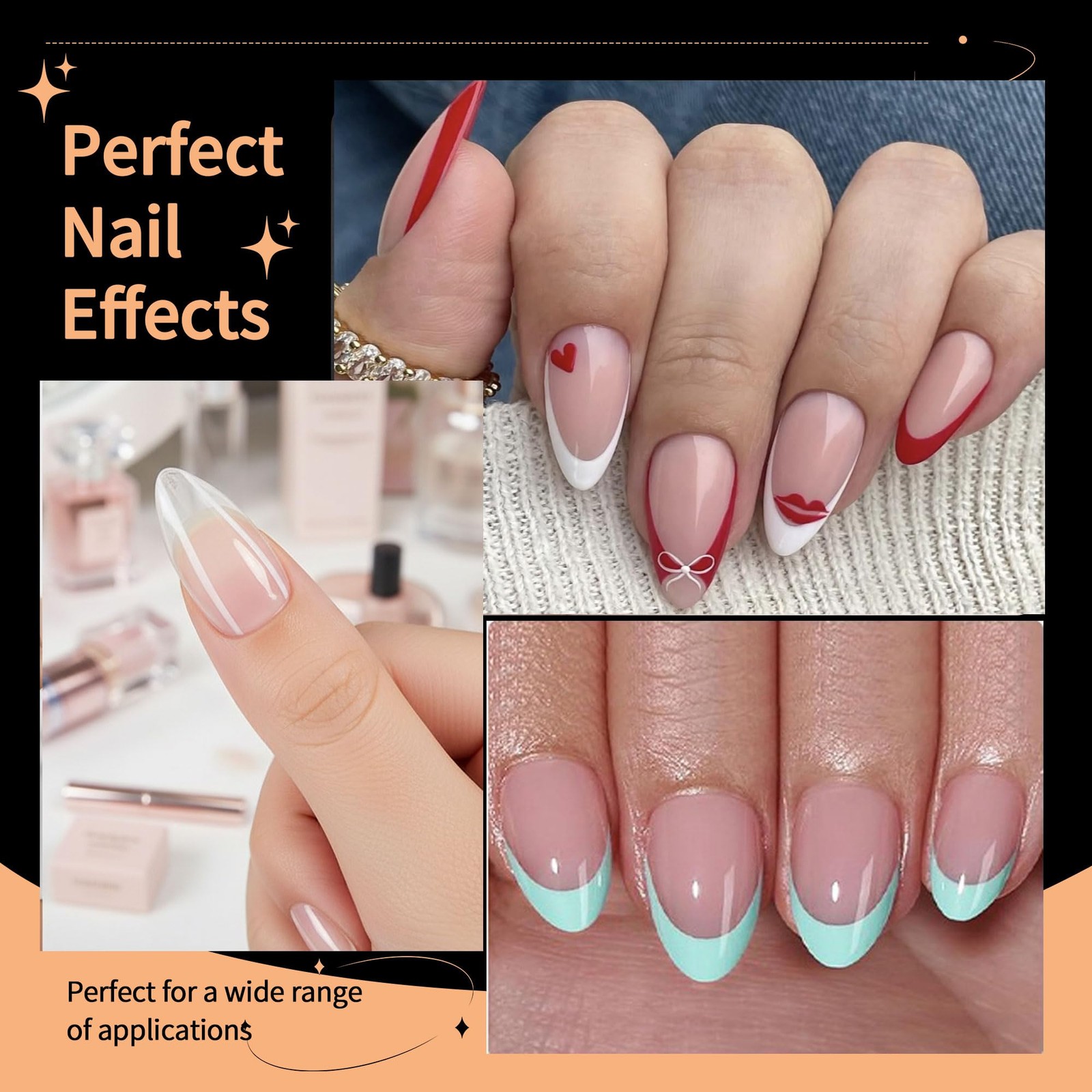 Almond Nail Tips:Full Cover Almond Press On Nails,Soft Gel Nail Tips X Half M…