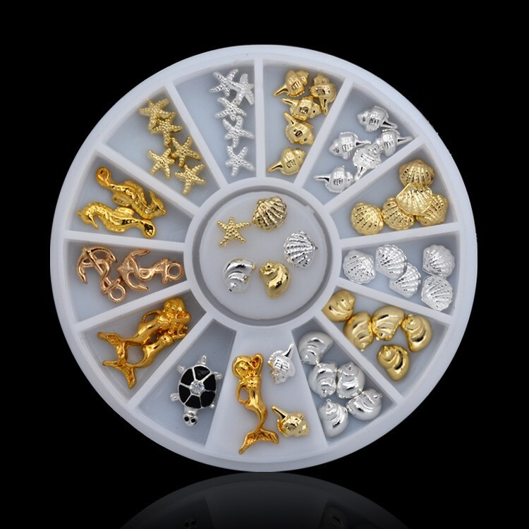 Wheel Nail Art Rivet Resin Beads Ocean Nail Studs For False Tips 3D Decor DIY