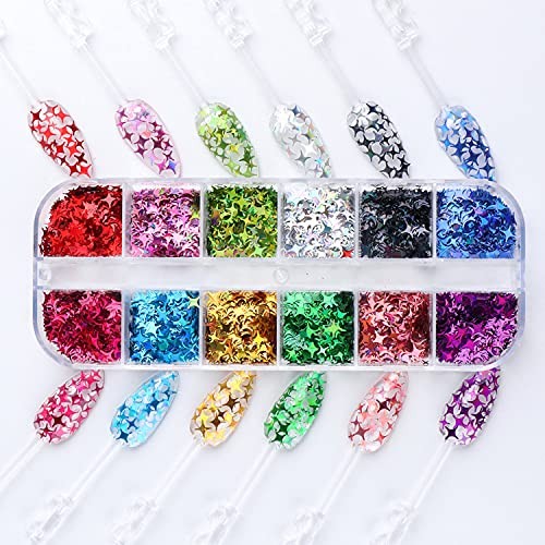 12 Colors Star Nail Art Stickers Glitter Four-Pointed Star Four-pointed Star