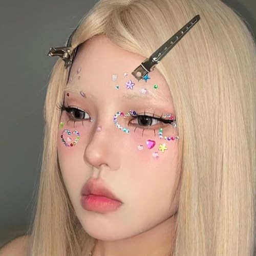 Self Adhesive Face Gems Stickers, Hair Gems Face Jewels Eye Stars/Moons/Hearts