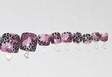 Pink leopard print- press on Toe nail set- (Set of 18 sizes 0-8) Toe Nails