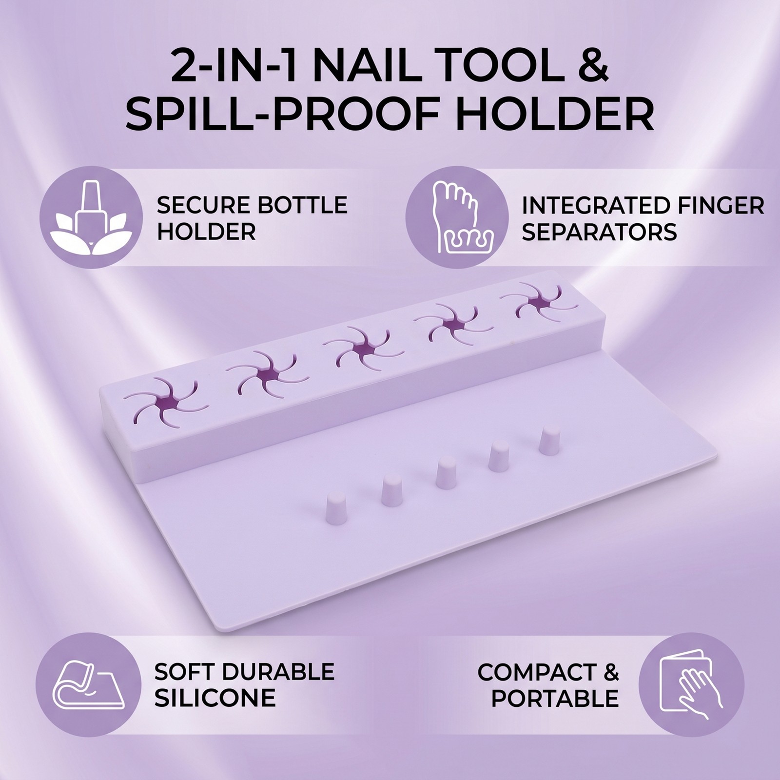 2 In 1 Silicone Nail Hand Rest Mat Anti Spill Holder For Home
