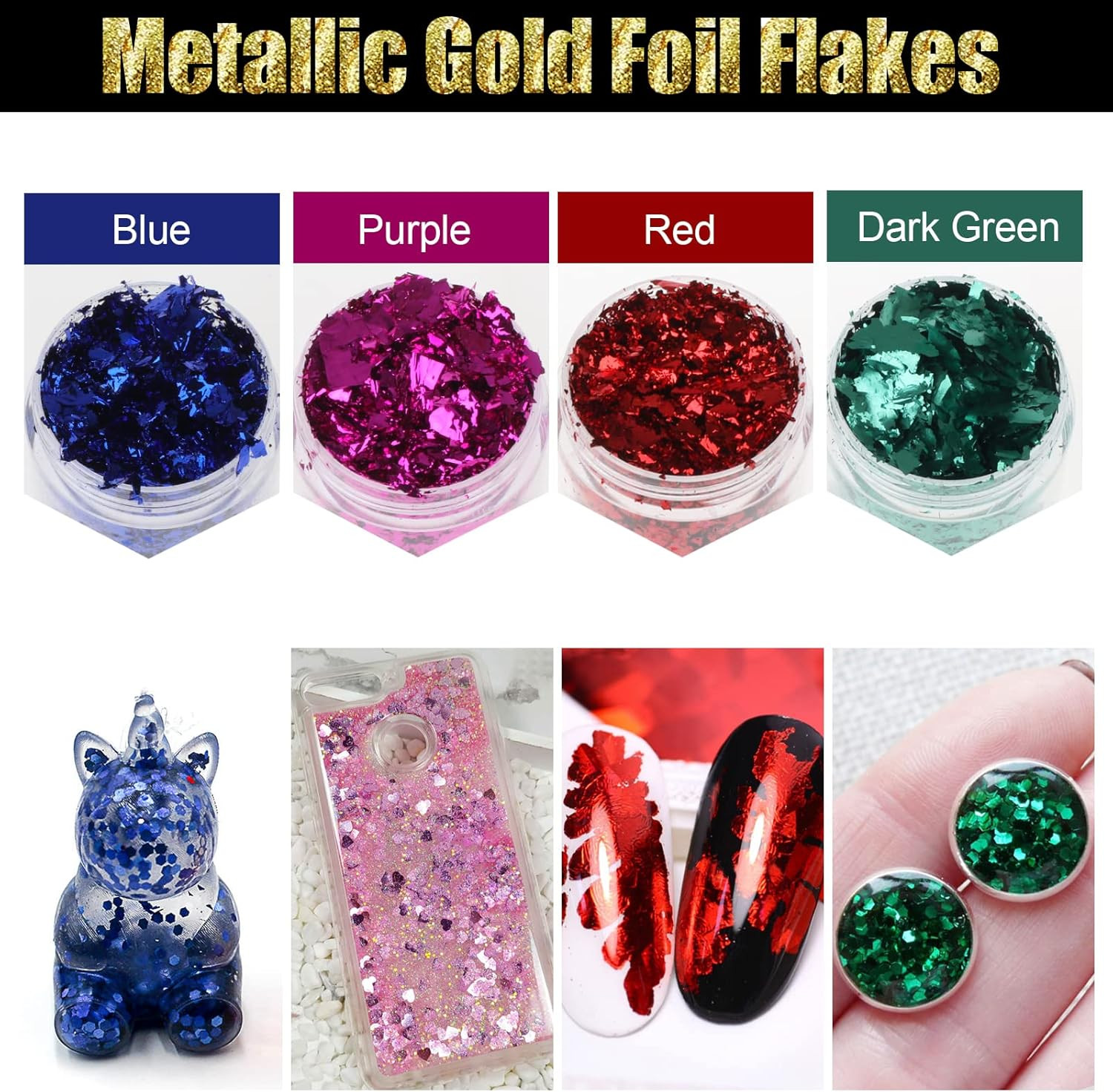 Gold Foil Flakes Set, 20 Bottles Gilding Flakes with Tweezers for Resin, Nail Ar