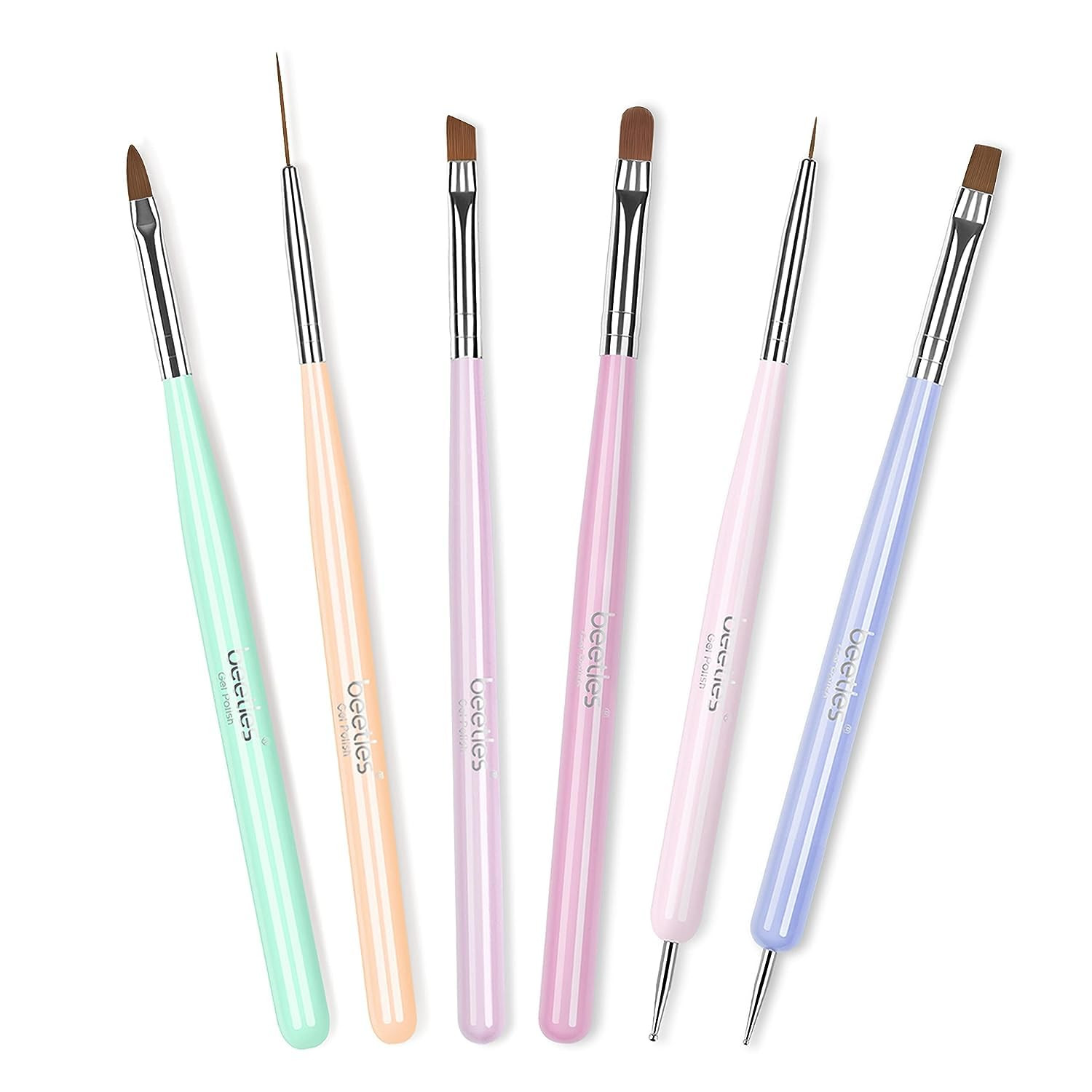 Beetles Gel Polish Nail Art Brushes, 6 Pcs Fingernail Art Design Pens, Wood Allo
