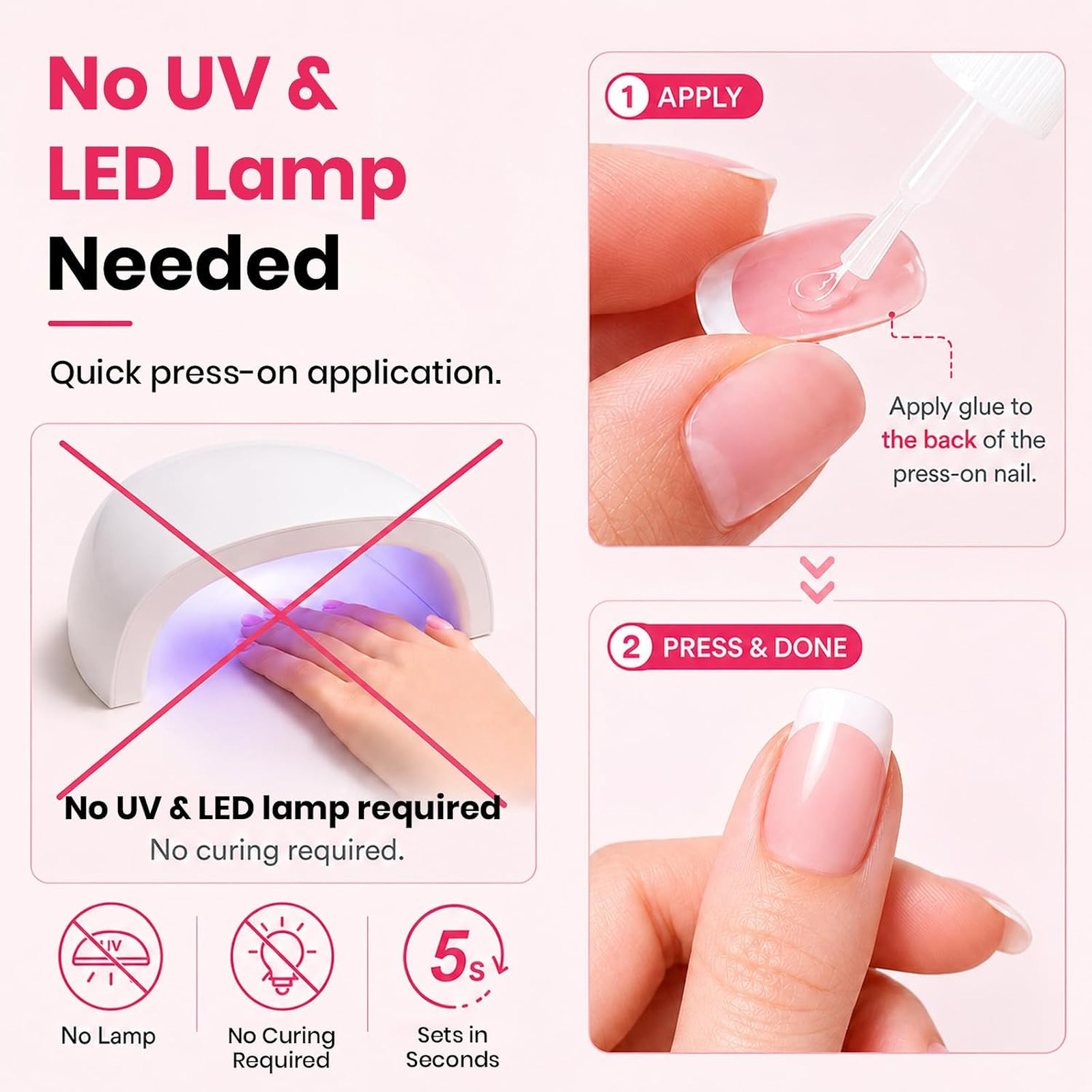 Press On Nail Glue 10ml Fast-Drying Strong Adhesive with Brush for Acrylic Fake