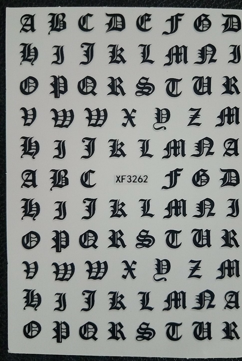 Black Alphabet Letters Nail Art Stickers