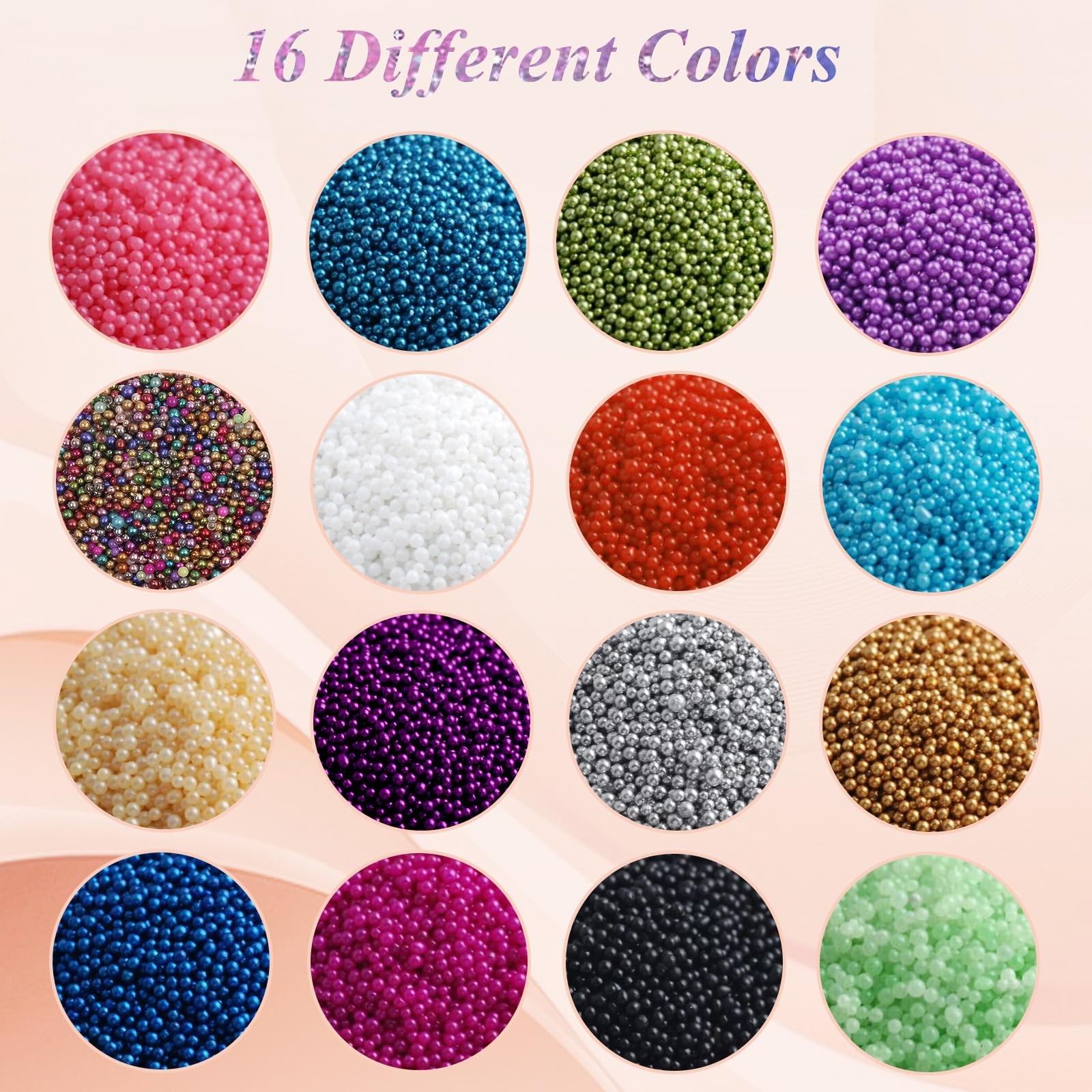Vryctonx 16 Colors Caviar Beads for Nails, 0.6-0.8mm Glass Micro Pixie Beads …