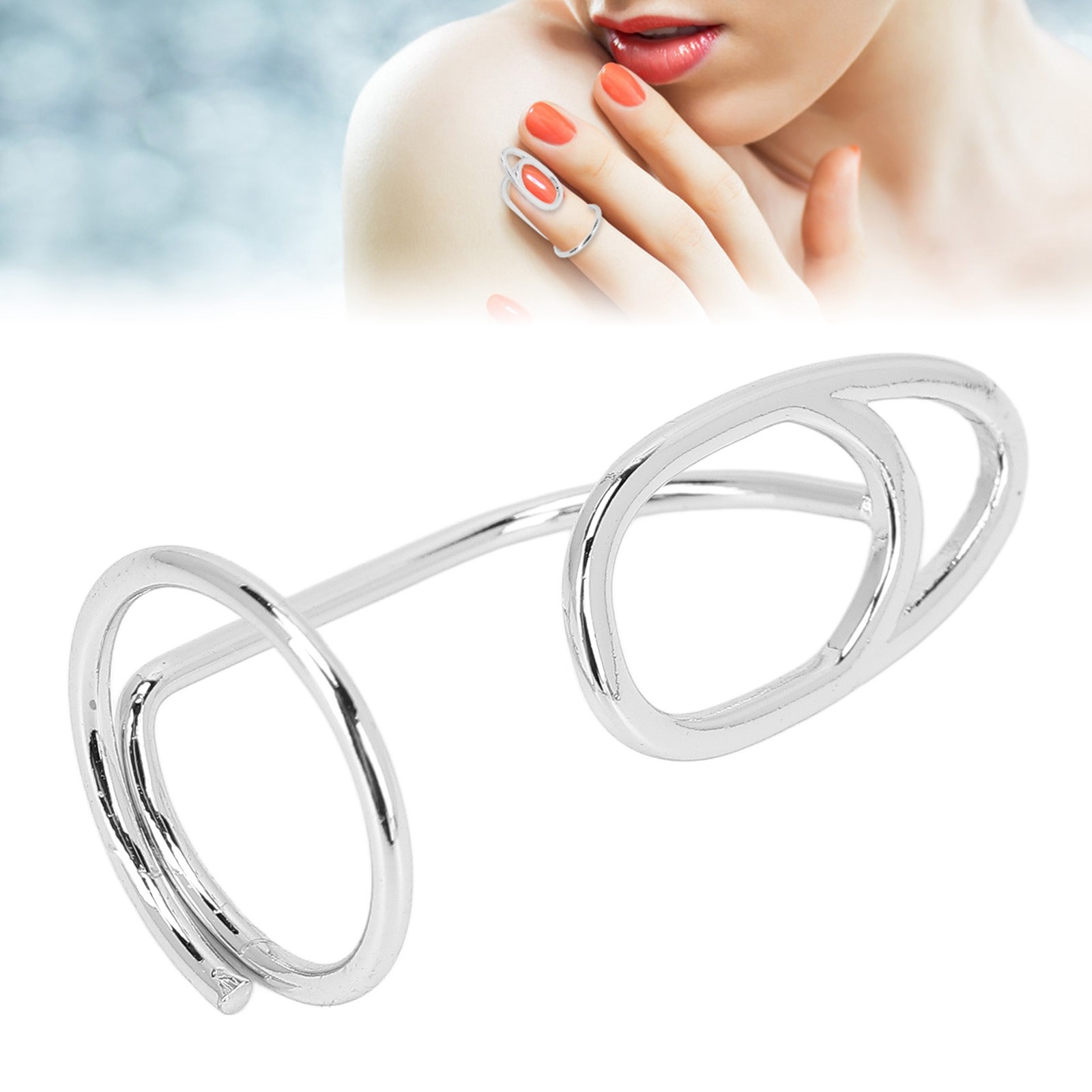 Nail Art Fingernail Rings Unique Women Finger Nail Cover Ring Decoration Jewelry