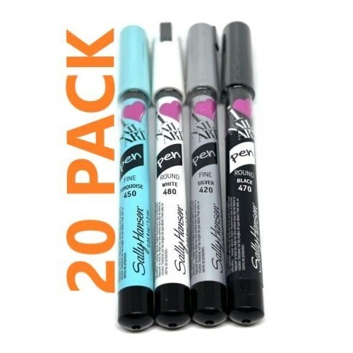Sally Hansen Nail Art Pens (20 PACK) Silver White Turquoise Black I Heart new se