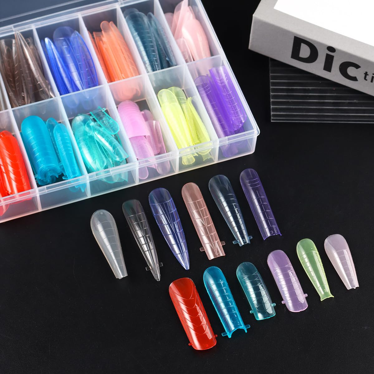 12 Grids Dual Forms Gel Nail Extension Mold, Colorful Quick Building | Dual Form