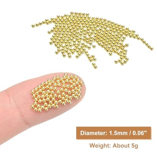 Nail Art Beads 0.06″ () Mini Metal 3D Caviar Nails Beads Ball 1.5mm Gold Tone