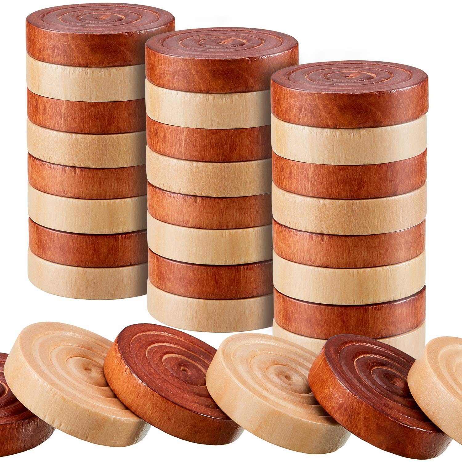 Skylety 72 Pieces Wood Checkers 1.06 Inch inches in diameter, Brown