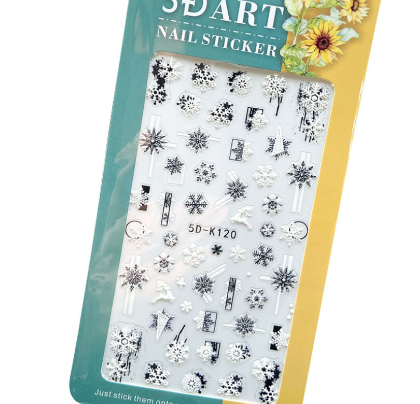 Christmas 5D Nail Art Stickers Snowflake Tree Heart Self-Adhesive Manicure NH7