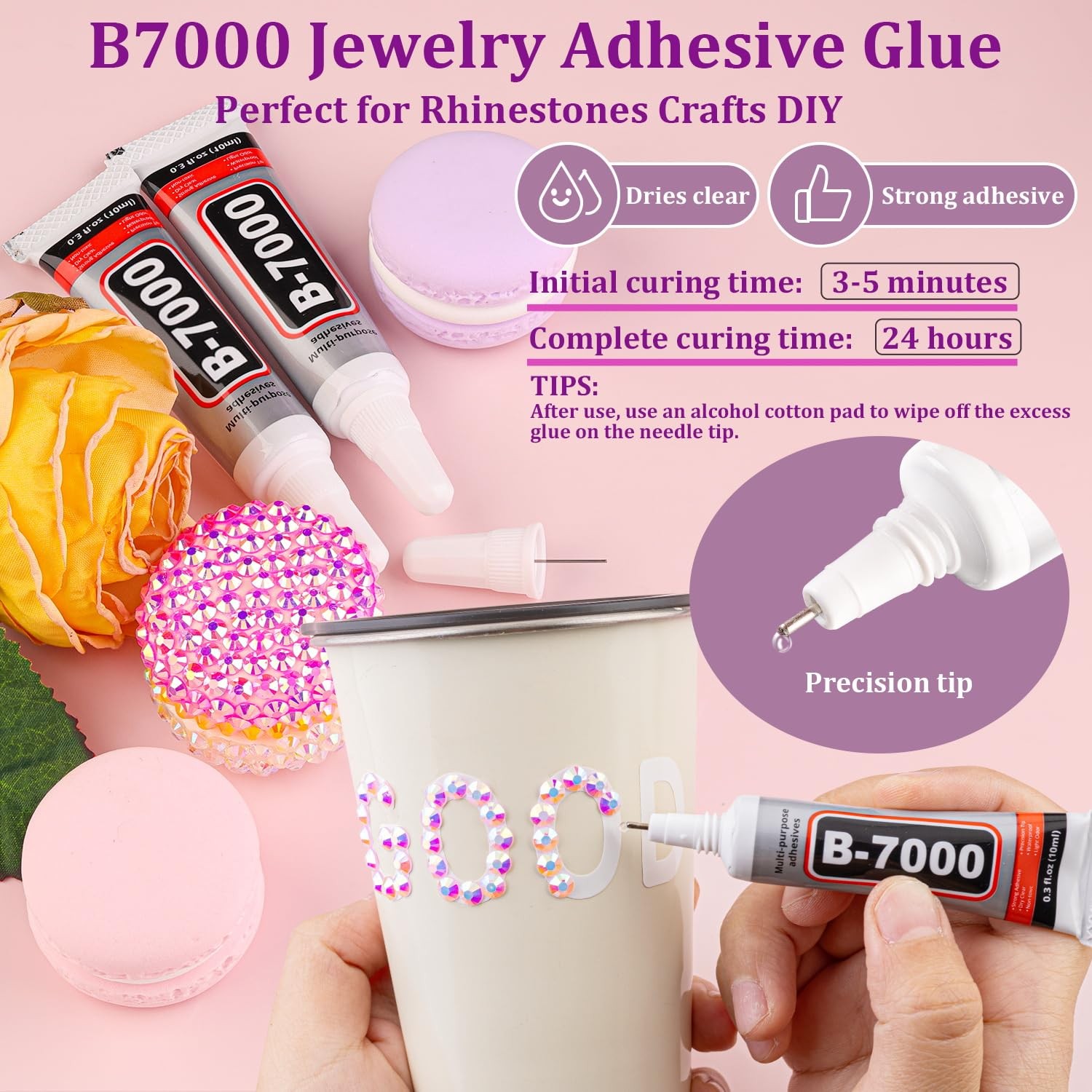 6000Pcs 3mm Resin Jelly Rhinestones with 1Pcs 10ml B7000 Jewelry Glue for Cra…