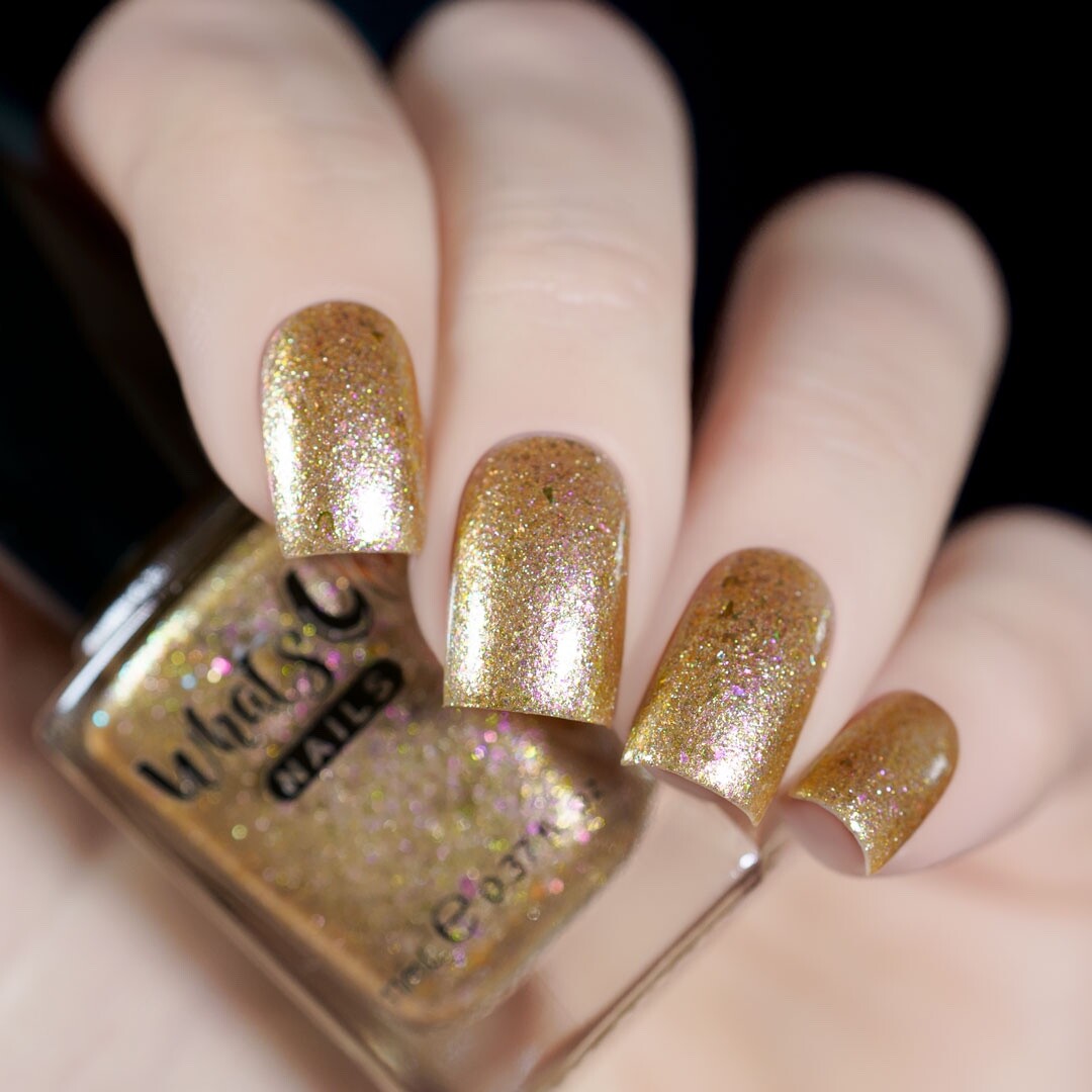 Sequin Seeker Regular Polish (Gold Shimmer & Flakies), Nail Polish for Nail Art
