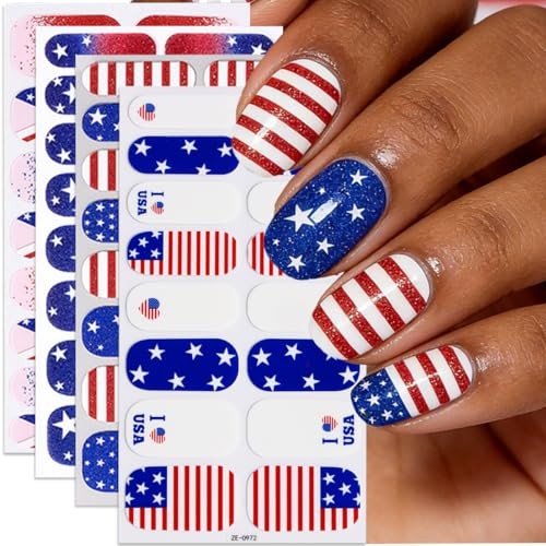 4th of July Full Nail Wraps Gel Nail Stickers Independence Day Nail Full style9