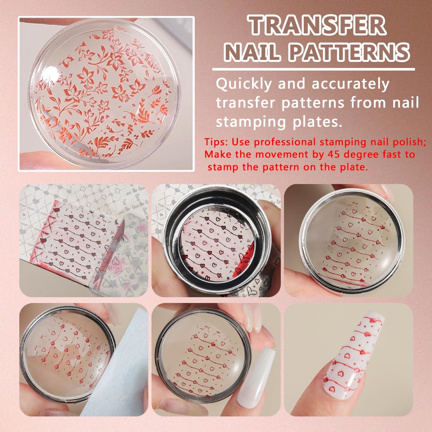 French Tip Nail Stamp, Double Headed Clear Silicone Nails Stamper with Scrape…