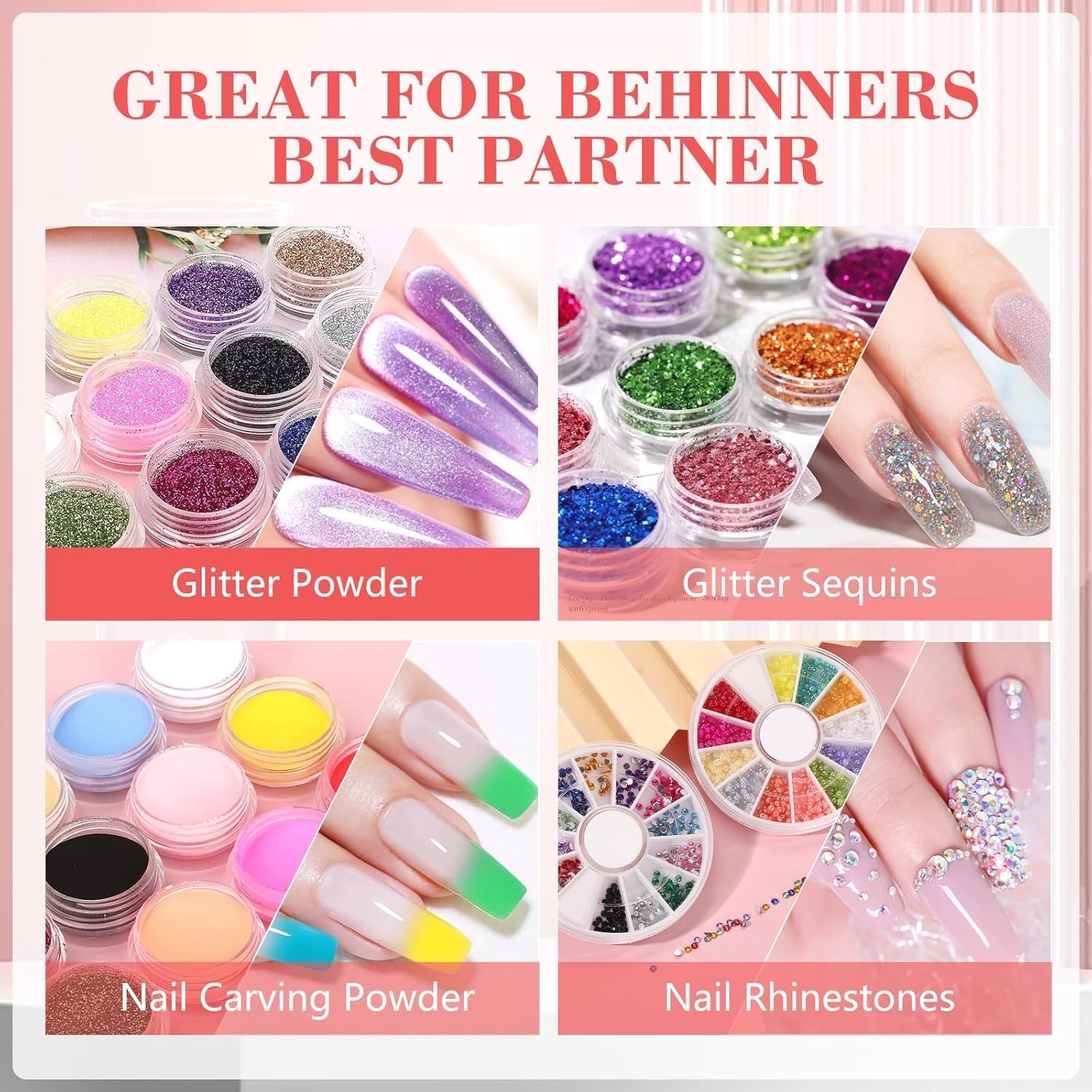 Acrylic Nail Kit with Practice Hand & Powder