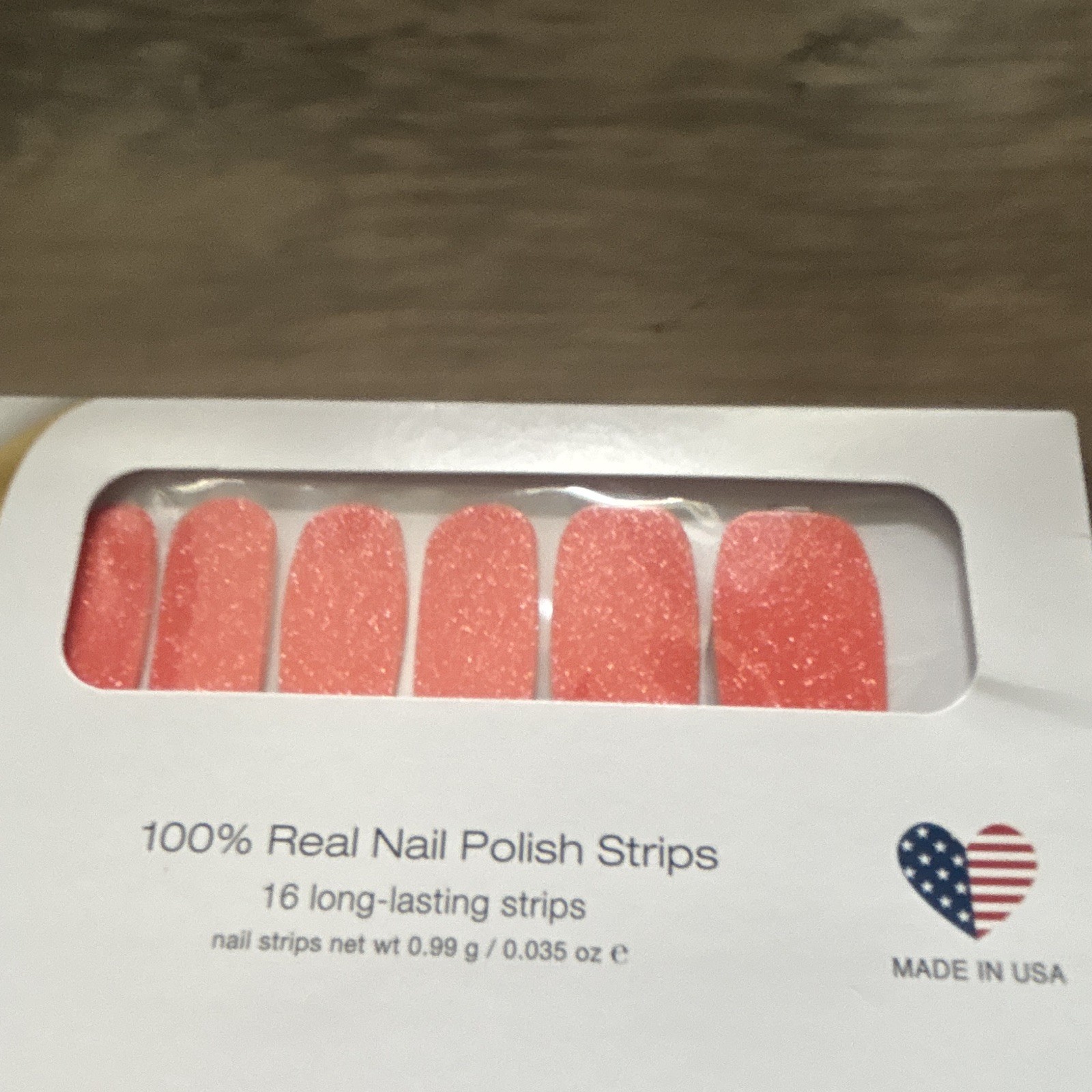 Color Street Coral Glitter Nail Polish Strips Long Self-Adhesive FIMG134