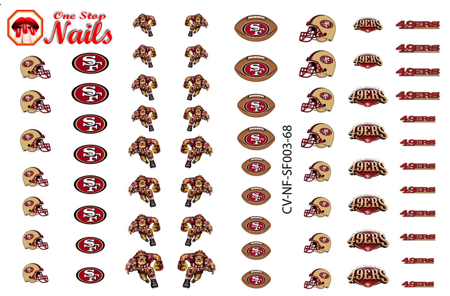 San Francisco 49ers Waterslide & Clear Vinyl PEEL and STICK nail decals/stickers