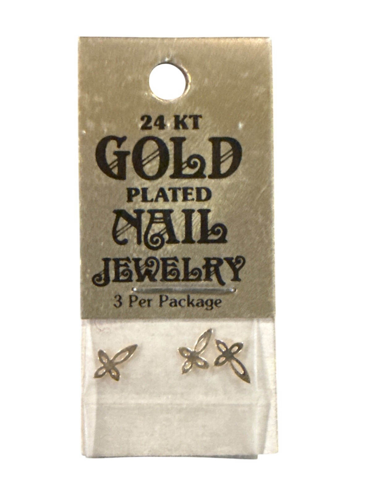 24k Gold Plated Nail Jewelry Charms Religious Cross 3-Pack Vintage 90s Reusable