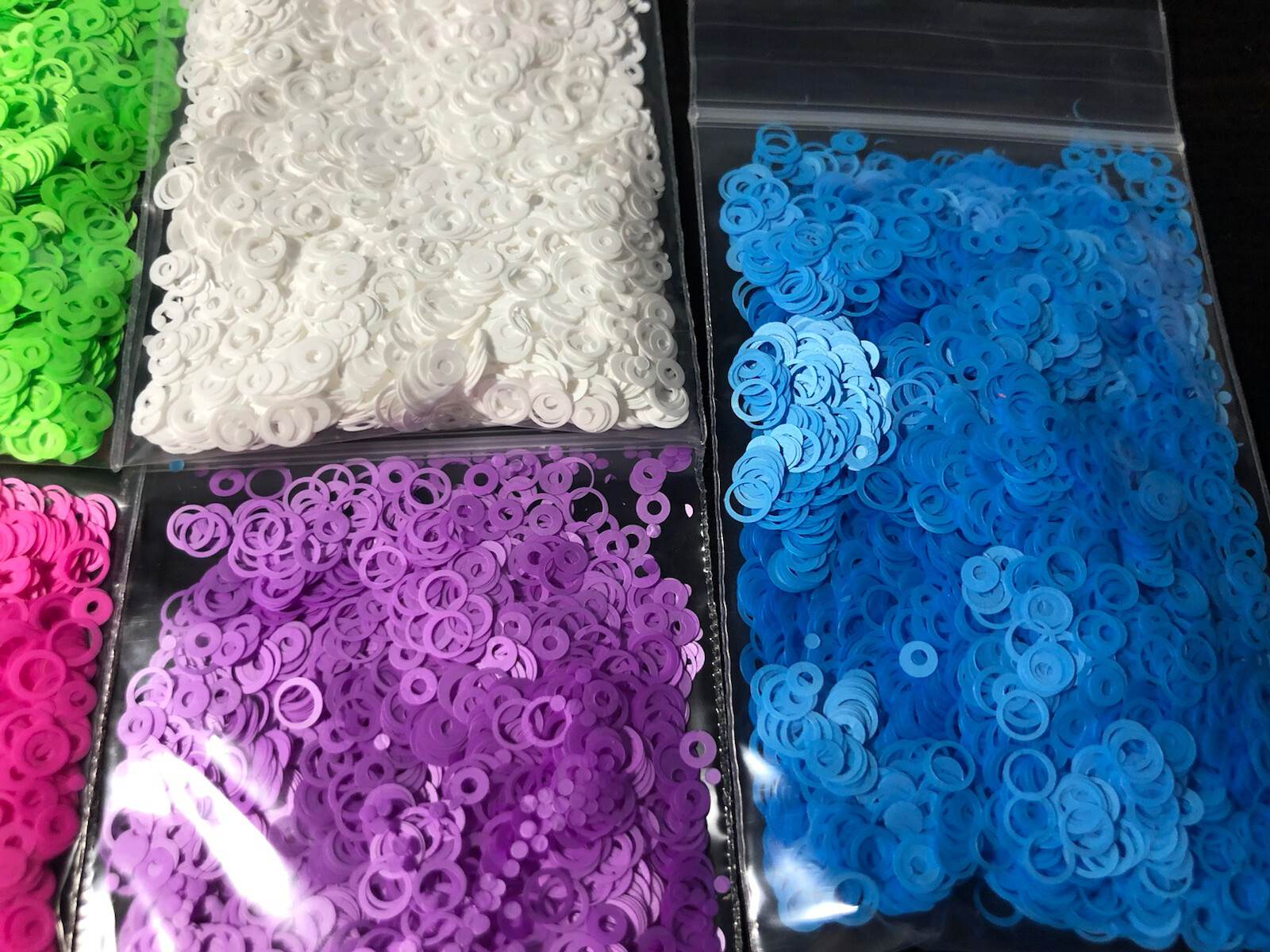 Neon White HOLLOW CIRCLE Shape Epoxy Resin Nail Art Face Festival Craft 50G Bulk