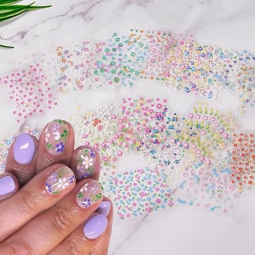 30 Sheets Flower Nail Stickers for Nail Art Cute Butterfly Flowers Stickers-15