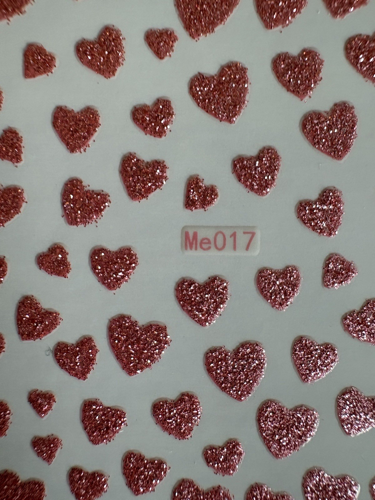 Multicolor Glitter Heart 3D Nail Art Stickers Self-Adhesive for Love Theme