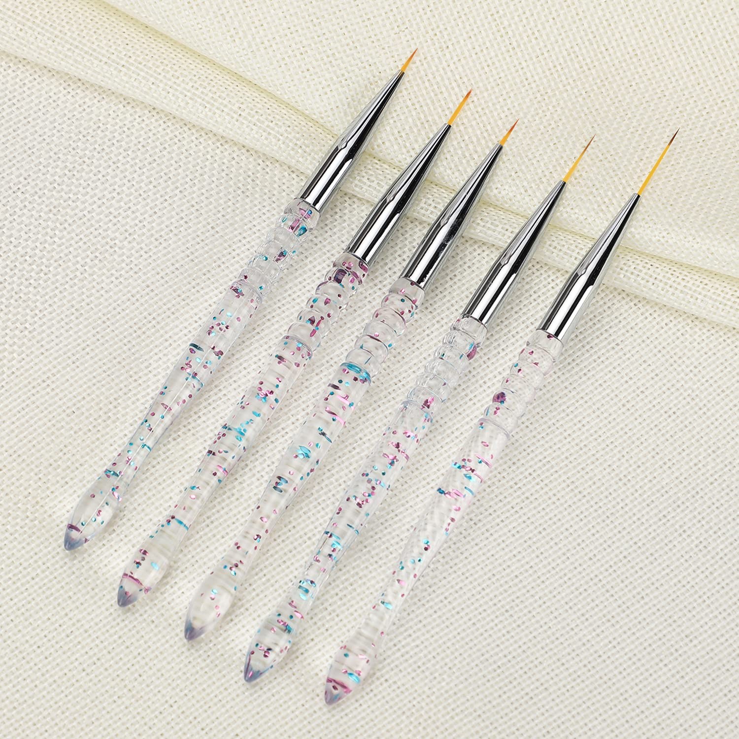 5Pcs Nail Art Liner Brushes, Nail Polish Painting Brush Set, Thin Nail Art Do…