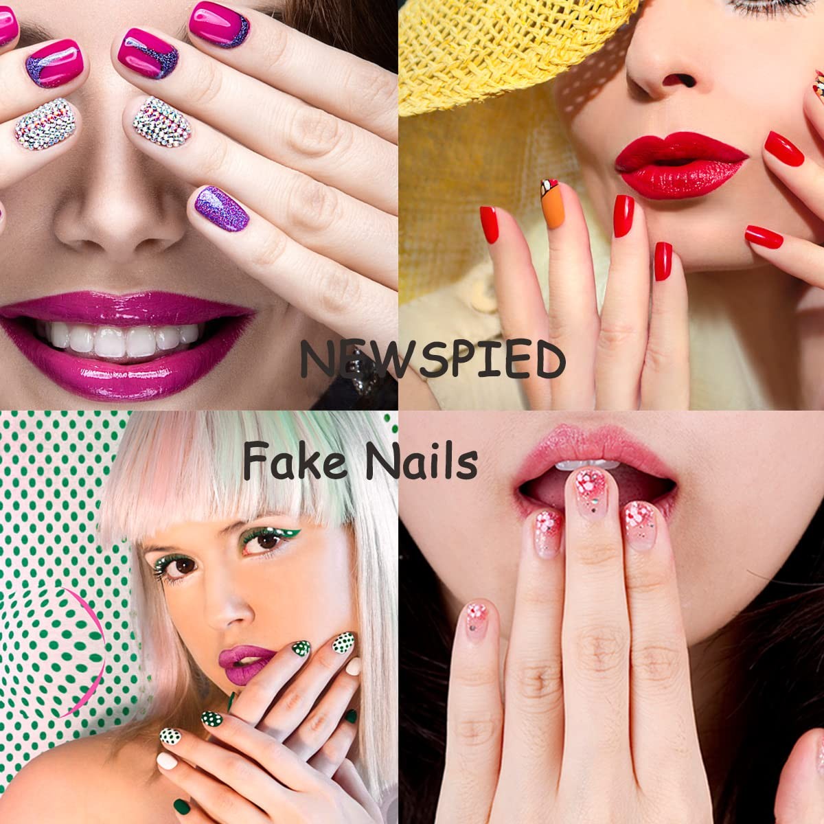 24Pcs Medium Long French Tip Press on Nails with Designs Glitter Almond Fake …