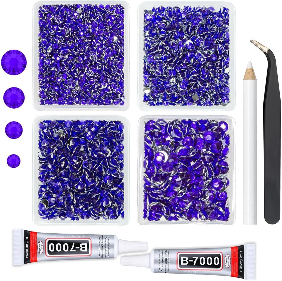Sapphire Blue AB Resin Rhinestones W B7000 Jewelry Glue for Bedazzling Crafting