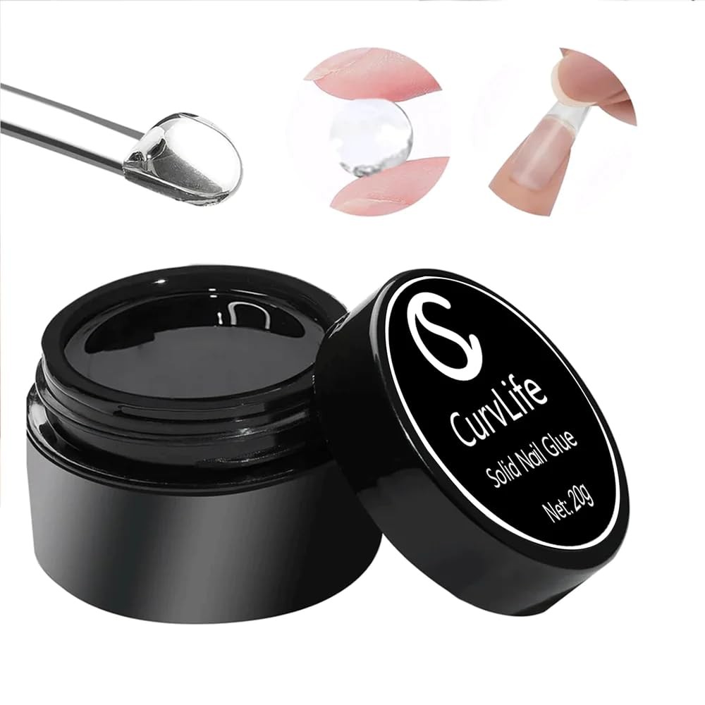 Solid Nail Glue For Press On Nails, 15g Curv Life Solid Gel Nail Glue For Nai