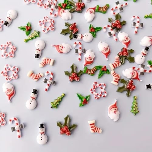54PCS 3D Christmas Nail Art Charms Christmas Resin Nail Charms Snowman Style-4