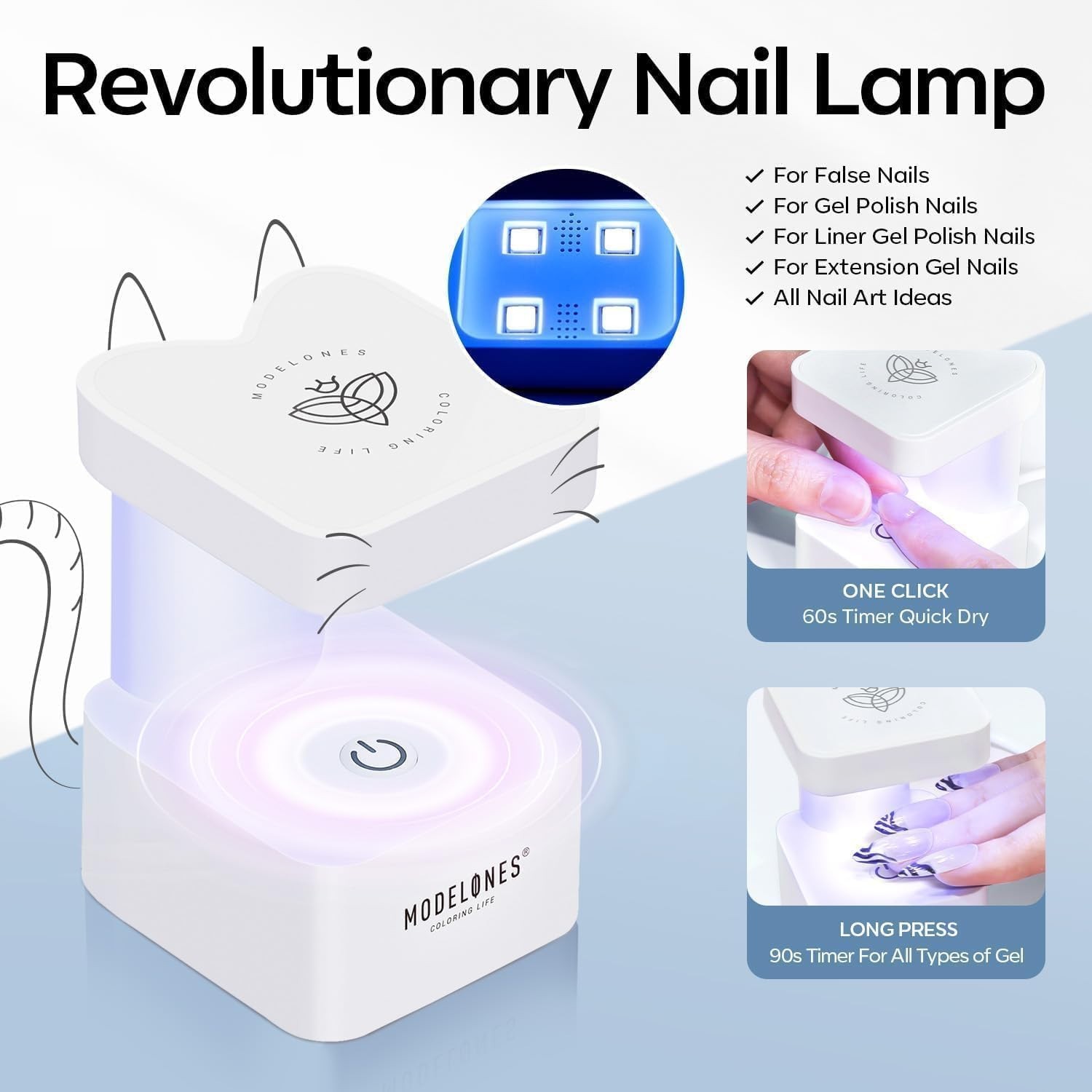 Nail Gel Kit with 15 Sizes Short Square Tips, 9-in-1 Glue, LED Lamp & 510 Pcs Pr