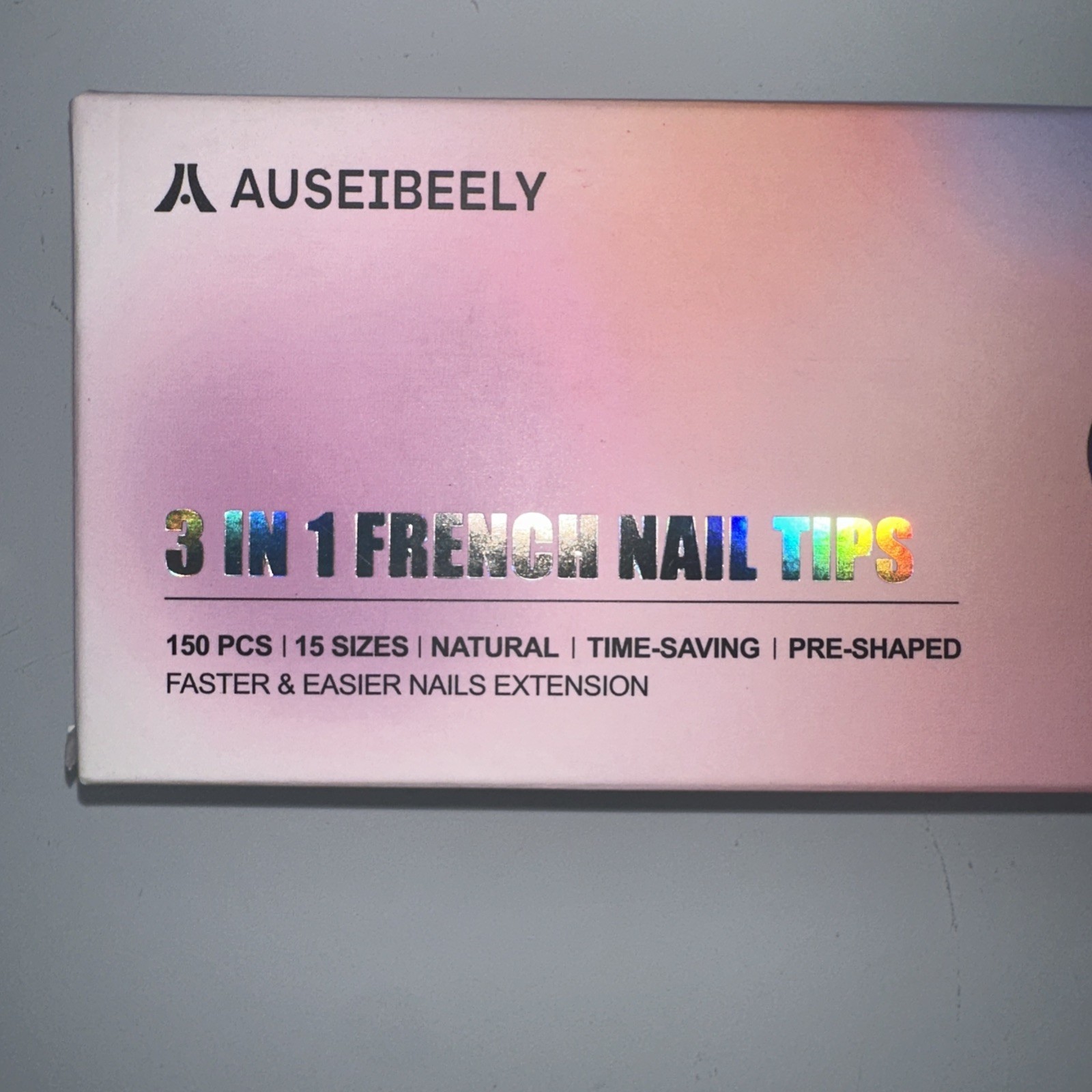 Auseibeely 3-in-1 French Nail Tips 150pcs Natural Acrylic Gel Extension Set