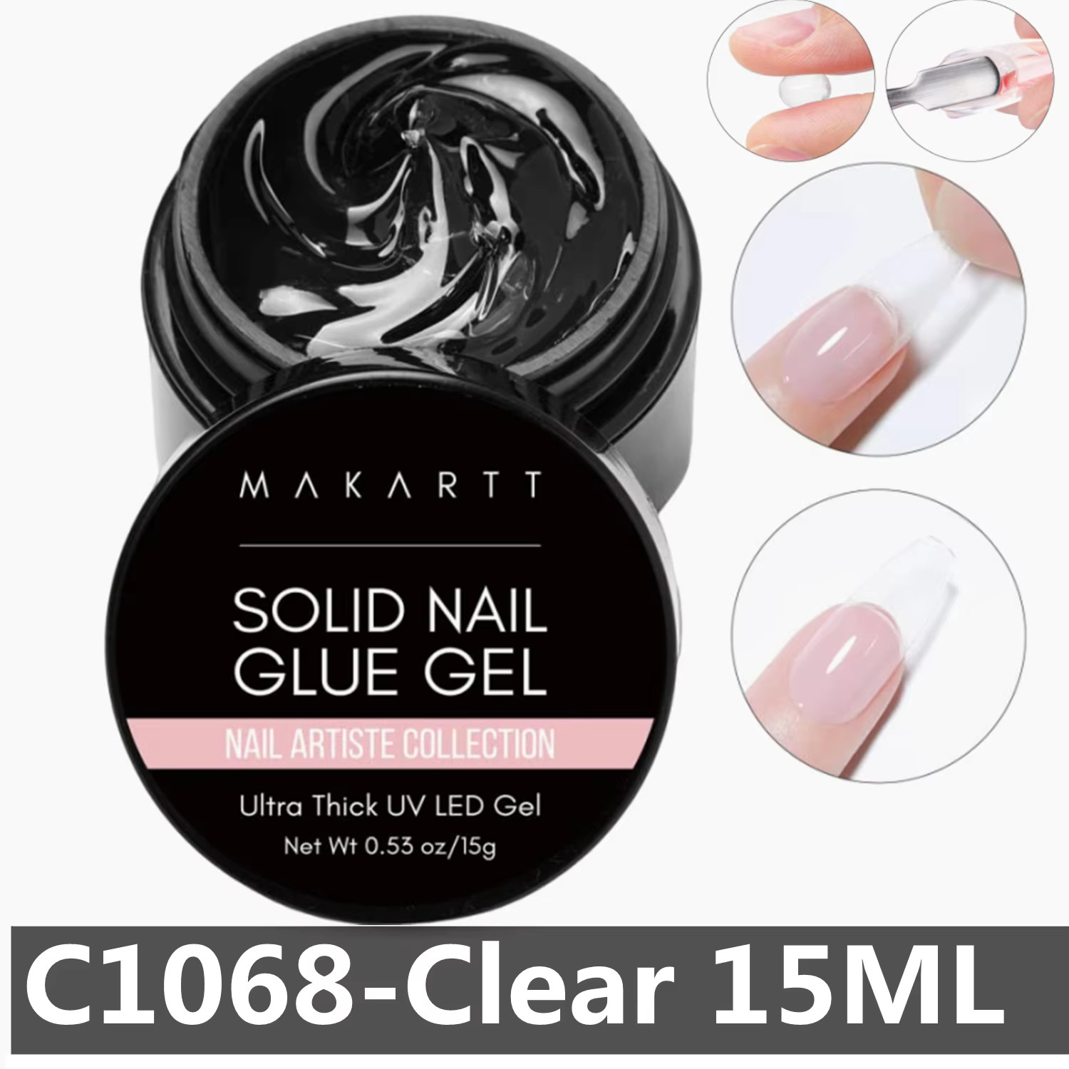 Solid Nail Gel for Acrylic Nail Tips Glue Gel Curing Needed UV Cured for Press o