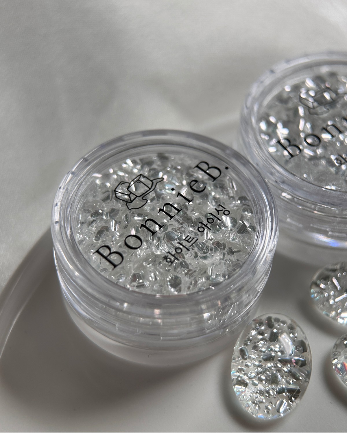 Bonnie B White Icing Nail Glitter Aurora Clear Ice Effect Chunky Mix Nail Art