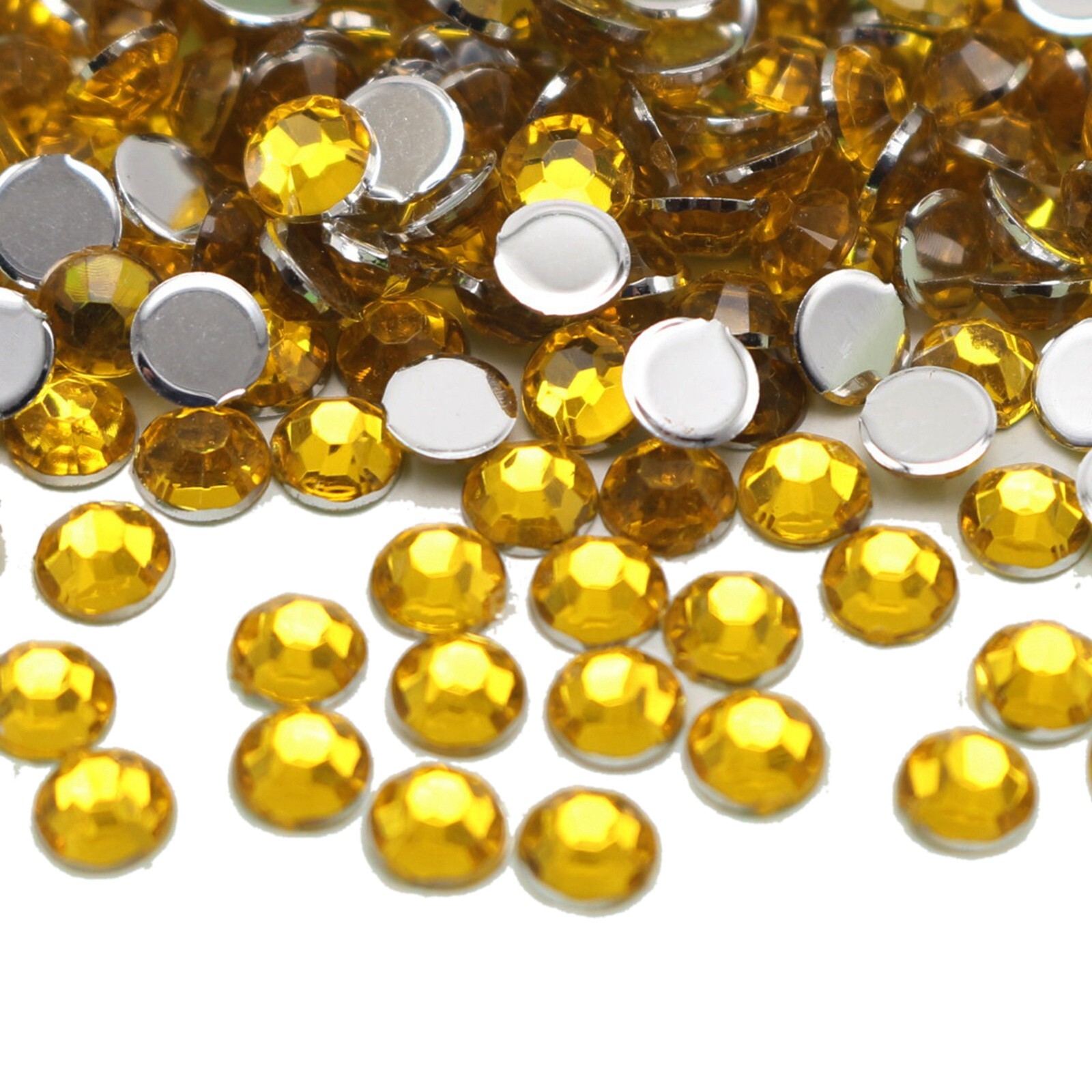 2000 Gold Crystal Acrylic Round Faceted Flatback Rhinestone Gem 4mm SS16 Nail