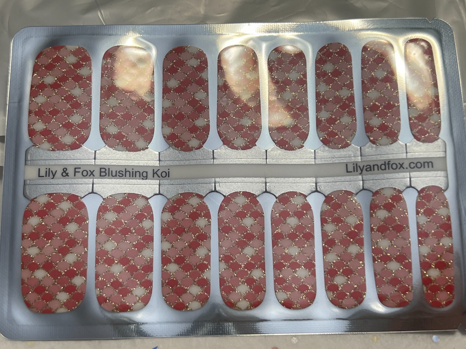 1 SET Lily and Fox Nail Wraps Stickers Self Stick Manicure Sealed Blushing Koi