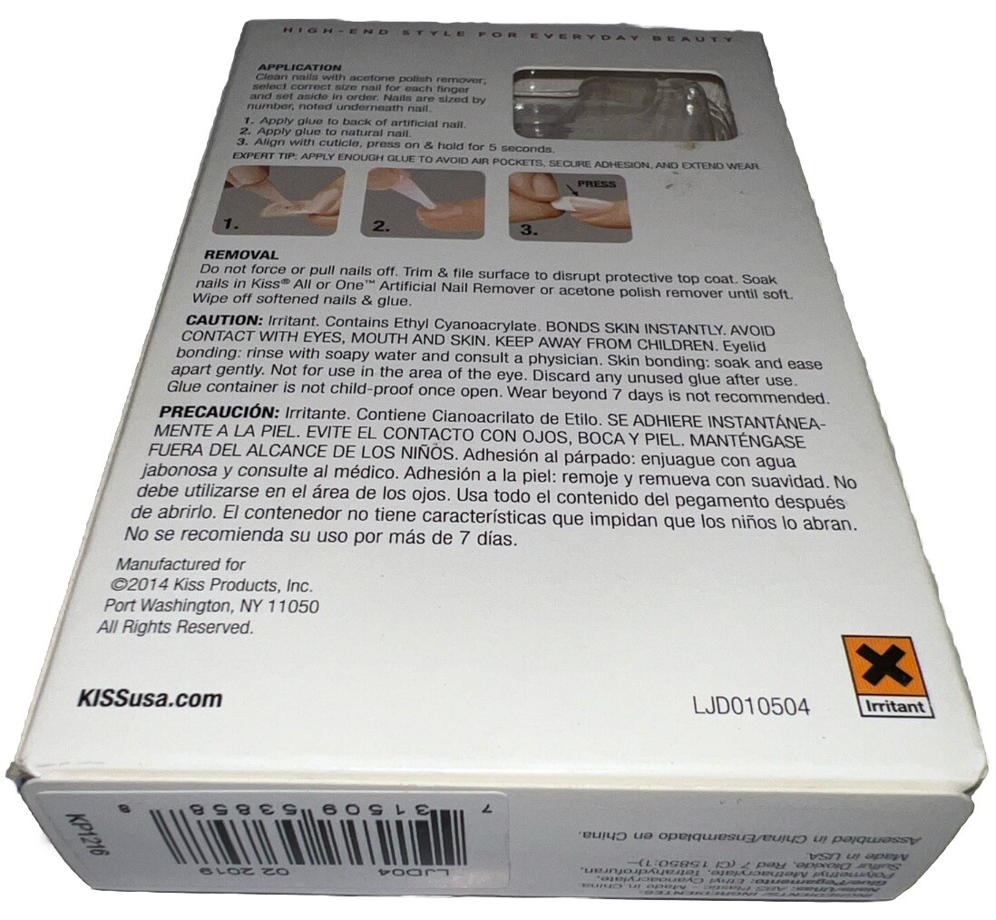 KISS Luxury Nail Kit 24 MEDIUM LENGTH #53858 3D Feather Accents New/Discontinued