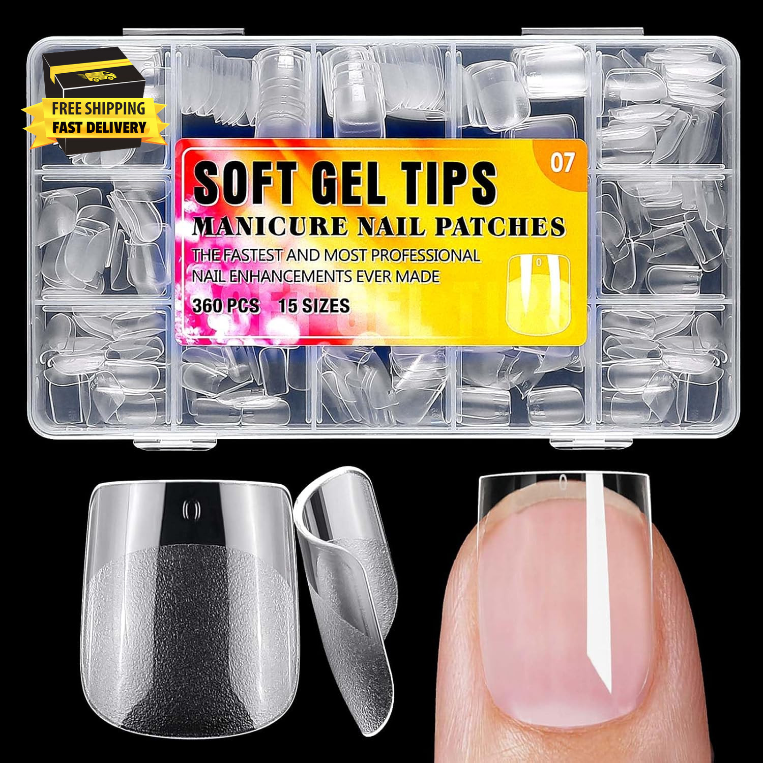 360Pc Extra Short Square Nail Tips, Soft Gel Nail Tip Square Fake Nails Artifici